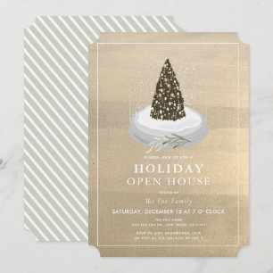 Convites Férias Douradas do Globo de Neve da Árvore de Nata