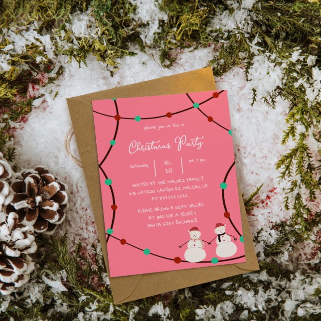 Convites Férias Felizes – Duo de Bonecos de Neve e Luzes de (Criador carregado)