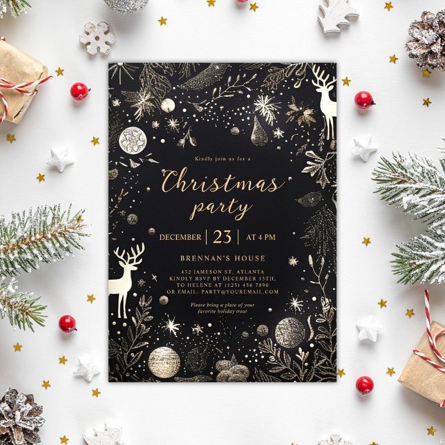 Convites Férias Festivas do Partido Natal Elegante Moderno (Modern Elegant Christmas Party Festive Holiday Invitation)