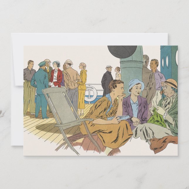 Convites Férias Vintage, Navio de Cruzeiro de Passageiros n (Frente)