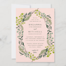 Convites Fern Eucalyptus - Casamento Cor-de-Rosa Desenhado 