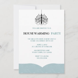Convites Fern Wings e Chandelier Housearming Invitations.