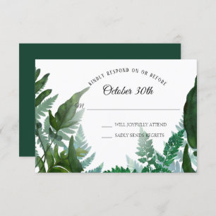 Convites Ferns Forest Foliage Leaf Greenery RSVP Wedding