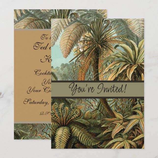 Convites Ferns Palm Tree Arte Botânica Antica (Frente/Verso)