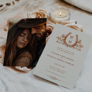 Convites Ferradura Cactus Western Foto Salvar a Data