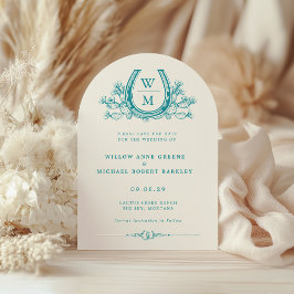 Convites Ferradura Cactus Western Foto Salvar a Data