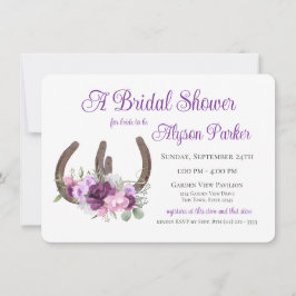 Convites Ferraduras e Flores Chá de panela de madeira do ce