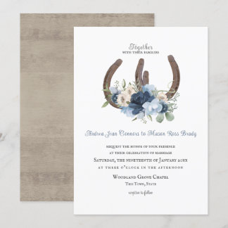 Convites Ferraduras e Flores Russas Azul Posto