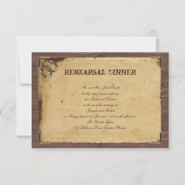 Convites Ferraduras rústicas do país que Wedding o ensaio (Frente)