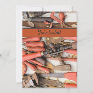 Convites Ferramenta Antiguamente Rustic Red Man