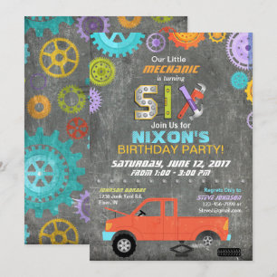 Convites Ferramentas de engrenagens mecânicas de carro Ani