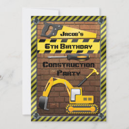 Convites Ferramentas de Festa de aniversário de Construção 