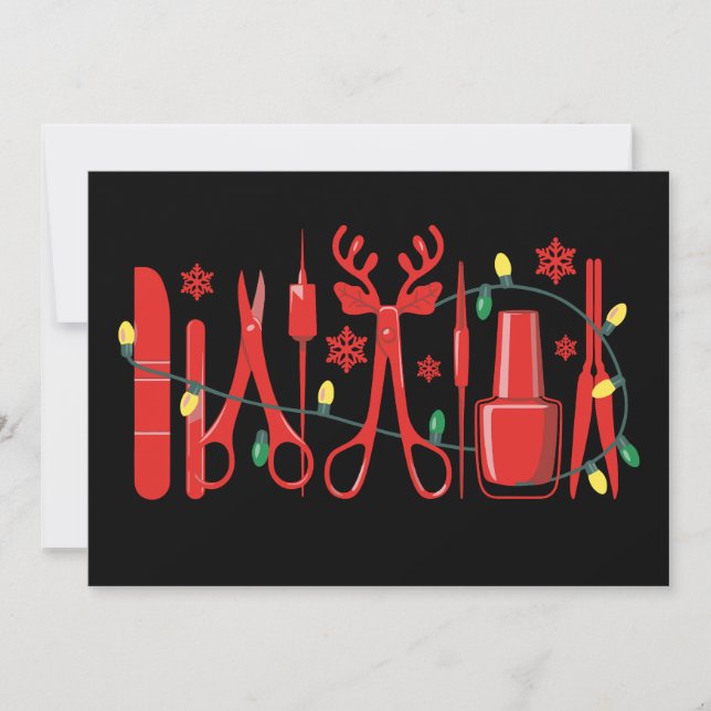 Convites Ferramentas de Tecnologia de Unhas de Natal Luzes  (Frente)