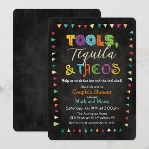 Convites Ferramentas Taco e Chá de casamento Tequila Convi