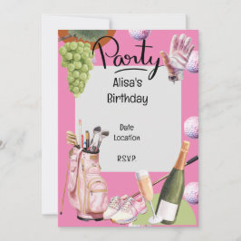 Convites Ferro de golfe com bola em cor-de-rosa para golfe