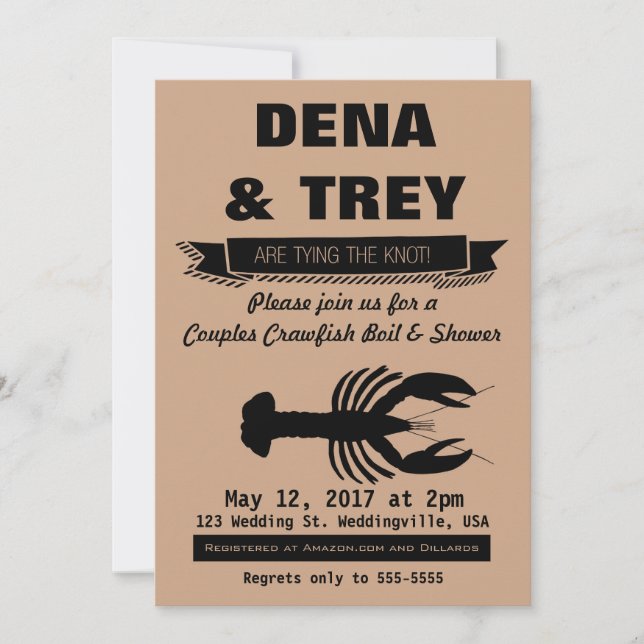 Convites Fervura Inviation dos lagostins, chá de casamento (Frente)