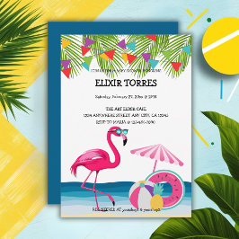 Convites FesSummer Beach Pink Flamingo Chá de fraldas