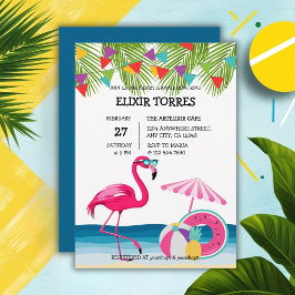 Convites FesSummer Beach Pink Flamingo Chá de fraldas