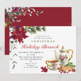 Convites FEST Poinsettia Férias Férias Filha de Natal