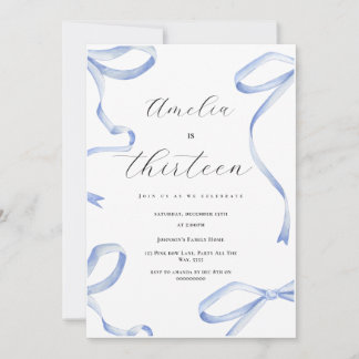 Convites Festa 13 de Coquette Rapariga Azul Arco Fita Elega