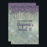 Convites Festa 16 de Sereia Doce Roxo de Prata<br><div class="desc">Personalizar para qualquer evento.</div>