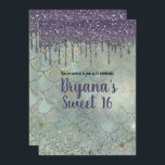 Convites Festa 16 de Sereia Doce Roxo de Prata<br><div class="desc">Personalizar para qualquer evento.</div>