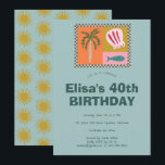 Convites Festa à Beira-Mar  Moderno e Fofo ANIVERSÁRIO Pers<br><div class="desc">Cartão perfeito e fofo para um convite divertido! Arte feita à mão para você! Perfeito para um aniversário à beira-mar ou outra celebração.</div>