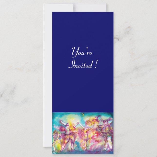 Convites FESTA À FANTASIA, Máscaras de Carnaval, Dança, Mús (Frente)