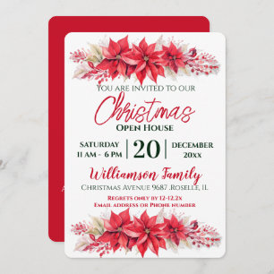 Convites Festa Aberta de Natal de Poinsettia