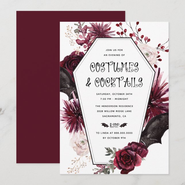 Convites Festa Adulta do Dia das Bruxas (Frente/Verso)