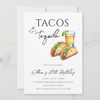 Convites Festa Adultos 40 anos Tacos e Tequila Margarita