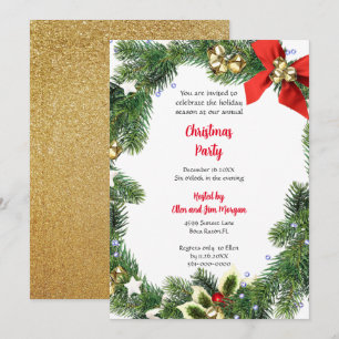 Convites Festa Alegre de Natal com Verde de Natal 