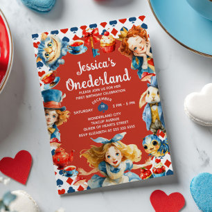 Convites Festa Alice no ONEDERLAND Aniversário de 1 ano Chá