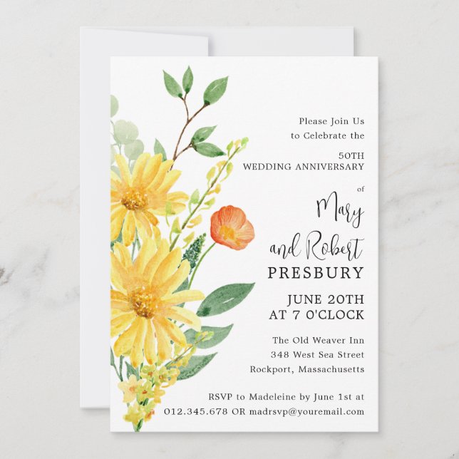 Convites Festa Amarela do 50º aniversário (Frente)