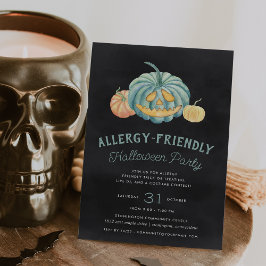Convites Festa Amiga da Alergia da Pumpkin Teal Halloween
