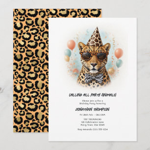 Convites Festa Animais Divertidos Leopardo Aniversário Infa