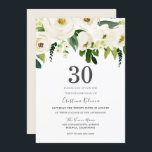 Convites Festa aniversário de 30 anos de Flores Brancas de<br><div class="desc">Convite de festas aniversário de 30 anos das Flores de Champanhe Branco Ver coleção correspondente em Niche e Nest Store</div>
