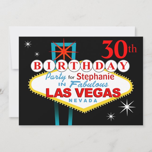 Convites Festa aniversário de 30 anos de Las Vegas (Frente)