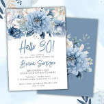 Convites Festa aniversário de 30 anos Dusty Blue Floral<br><div class="desc">Convite de festas de aniversário de 30 anos floral azul empoeirado para uma festa de aniversário divertida</div>
