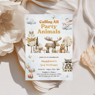 Convites Festa aniversário de 3 anos de Animais da Floresta