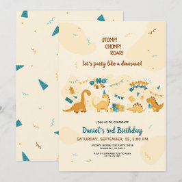 Convites Festa aniversário de 3 anos Dino dos Dinossauros C