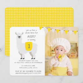 Convites Festa Aniversário de criança de Llama Amarela e ma