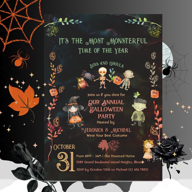 Convites Festa Anual de Costume de Halloween (Annual Halloween Costume Monster Party Invitation)