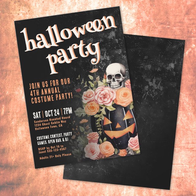 Convites Festa Anual de Fantasias de Abóbora de Halloween (Pumpkin Annual Costume Halloween Party Invitation)