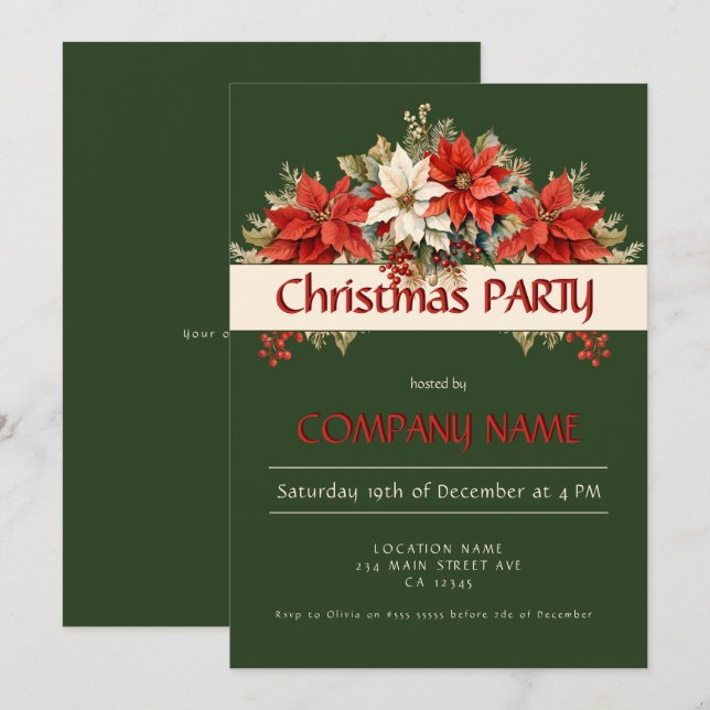 Convites Festa Anual de Natal Corporativo (Frente/Verso)