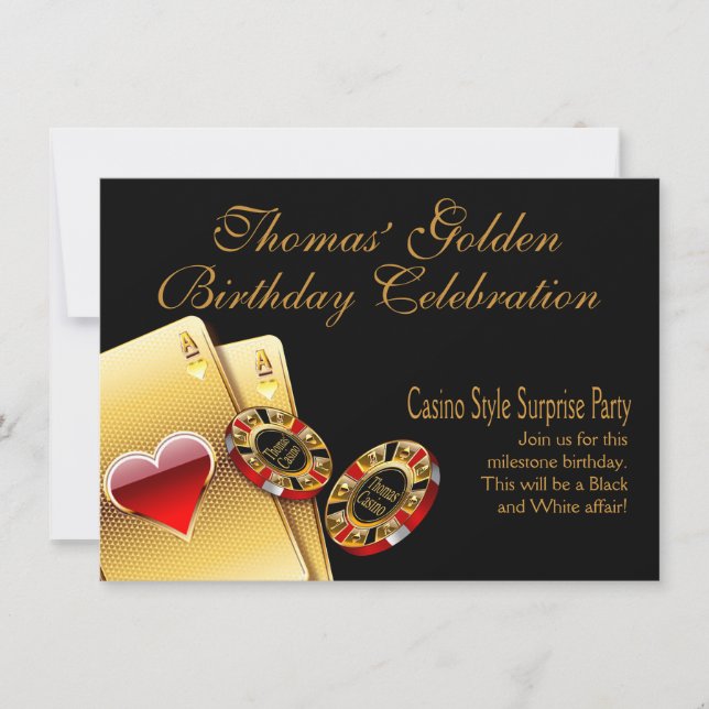 Convites Festa ao Estilo Cassino PERGUNTE-ME PARA COLOCAR N (Frente)