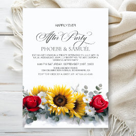 Convites Festa Após Casamento de Girassóis e Rosas