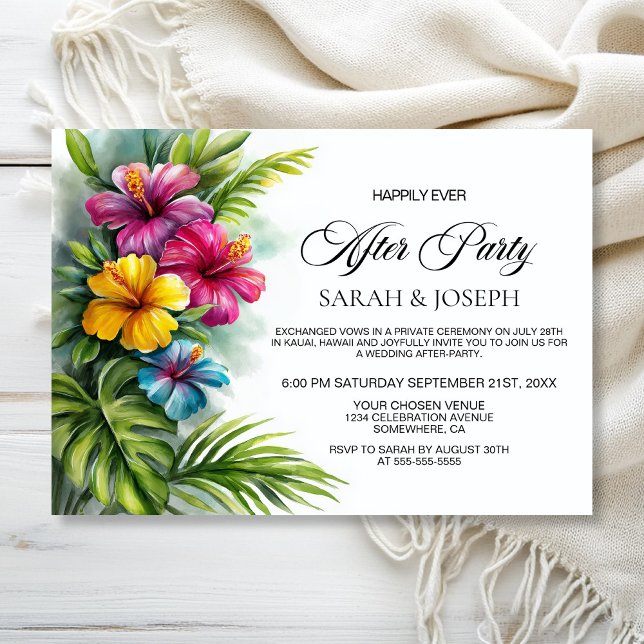 Convites Festa Após Casamento de Hibisco Tropical (Criador carregado)