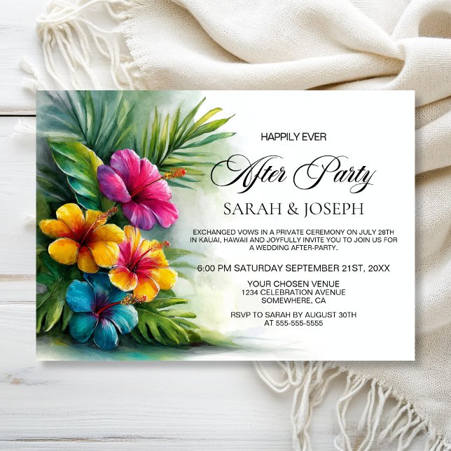 Convites Festa Após Casamento de Hibisco Tropical (Criador carregado)