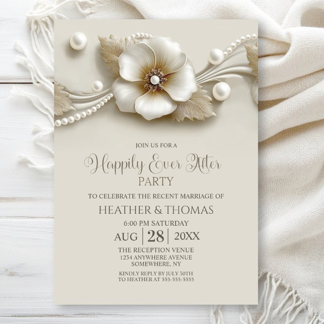 Convites Festa Após Casamento Flor e Pérolas (Criador carregado)